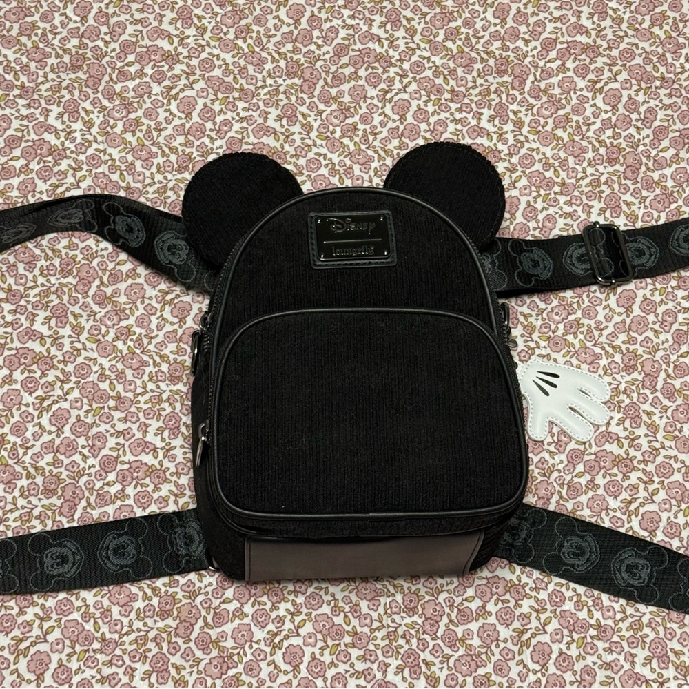 Disney Black Backpack with Mickey Ears and Glove Charm